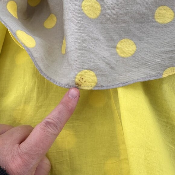 Yumi Yellow Polka Dot 8/10 L Sleeveless Fit & Flare Dress Viscose Linen Boho - Picture 13 of 15